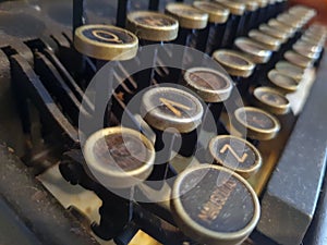 Close up old round typewriter keys.