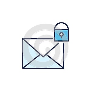 Close Padlock and Envelope vector Email Locked concept colored icon
