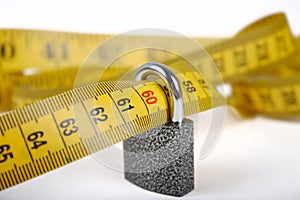 The close padlock on sewing metre