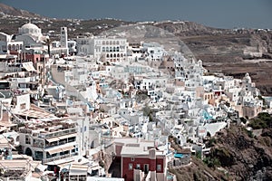 Close panoramic view of Fira, Santorini