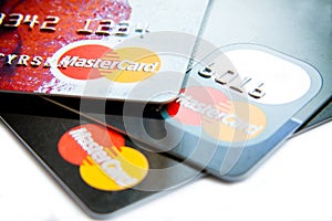 Close photo of Visa and MasterCard cards