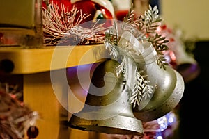 A close picture of decoration in the fireplace