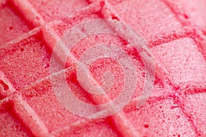 close of pink ice cream cone texture