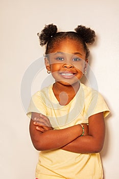 Close portrait of happy little black girl smile