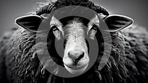 close sheep black and white