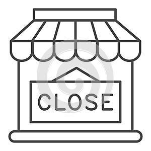 Close shop thin line icon, market concept, Store with closed sign on white background, Shop doorway is closed icon in