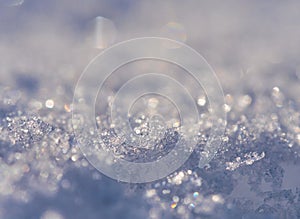 Close shot of snow on a cold winter day