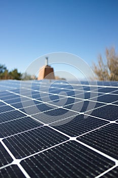 Close shot of a solar panel installation on a rooftop