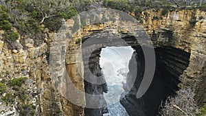 Close shot of tasman arch at eaglehawk neck in tasmania