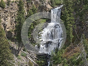 Close shot of undine falls in yellowstone