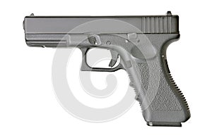 Close side view of handgun