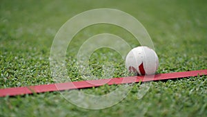 Close to the gateball on the grass field