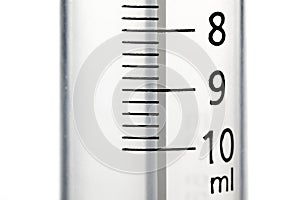 Close-up of a 10 ml syringe