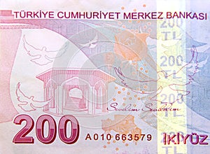 Close up of 200 TL Lira