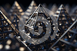 A close up of a 3D polyhedral dipyramid displaying intricate geometric patterns