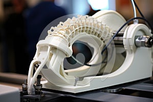 close-up of 3d printer nozzle creating orthotic brace