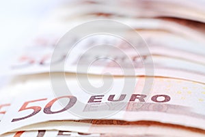 Close up 50 euros bills