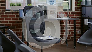 Close up of aa meeting circle with chairs in office space