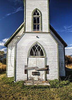 Close up of abandoned church. photo