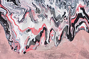 close up of abstract acrylic painted background with grey and pink