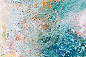 Pohled zblízka na abstraktní umění voda a poštovní barvy. vše ruka namalovaný a původní práce 