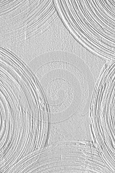Close-up abstract background gypsum panel, spiral-shaped volumetric, white circles, futuristic background, selective