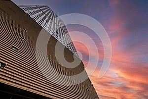 Close-up of abstract exterior wall of modern city building