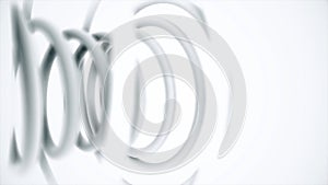 Close up for abstract plastic spring isolated on white background. Monochrom plastic coil, spiral background.