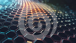 Abstract hexagonal pattern with gradient lighting and bokeh effects