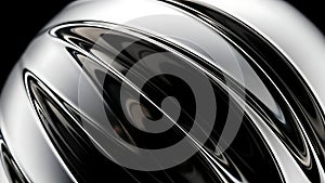 Abstract Chrome Sphere with Reflective Waves