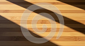 Warm Wooden Surface with Diagonal Sunlight Stripes