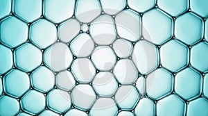 Abstract Hexagonal Bubble Pattern - Cyan and White