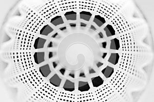 Close-Up Abstract View of White Geometric Circular Mesh Pattern