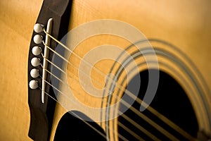 Close-Up of Acoustic Guitar and Strings