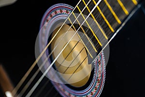 Close-Up of Acoustic Guitar Strings