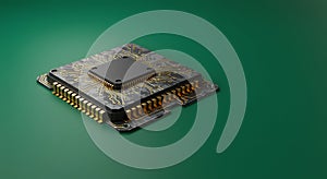 Advanced Microchip Processor on Green Background