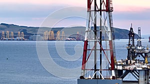 Close Up Aerial View of an Oil and Gas Drilling Rig