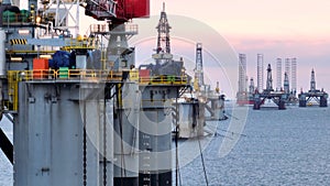 Close Up Aerial View of an Oil and Gas Drilling Rig