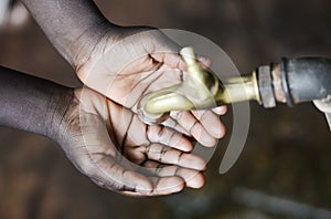 Close-Up African Black Girl Holding Hands Cupped