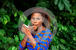 Close-up of an african woman with make-up