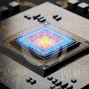 A close-up of an AI-generated image representing a computer microchip