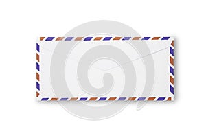 Close up Air mail envelope isolated on white background with clipping path. Air mail envelope di cut with path simply use to