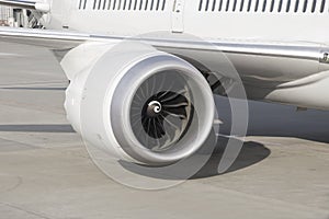 close-up on airplane engine