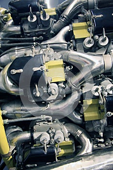 Close up of Alfa Romeo plane engine parts photo