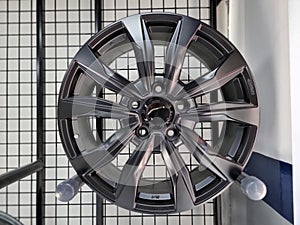 Close up of a alloy wheel rim display