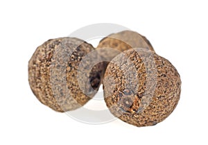 Close up of allspices Jamaica pepper. Macro image, selective focus