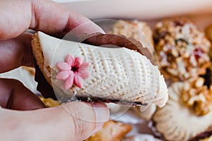 Close-up of almond made moroccan sweet photo