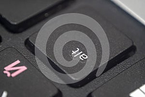 Close up of the alt key on a keyboard