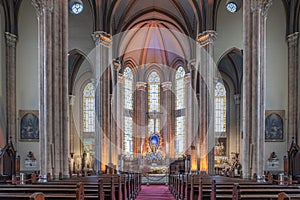 Close-Up of Altar and Jesus Christ Statue at Saint Antoine Church