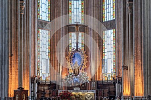 Close-Up of Altar and Jesus Christ Statue at Saint Antoine Church